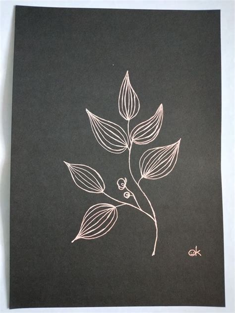 Flower Drawing on Black Paper