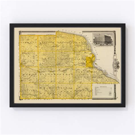 Vintage Map of Dubuque County Iowa, 1875 by Ted's Vintage Art