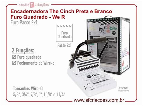 Encadernadora The Cinch Preta E Branco Encadernadora Furo Quadrado We