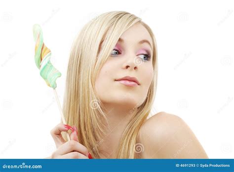 Lollipop Blonde Stock Image Image Of Blond Happy Attractive