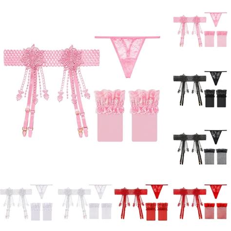 ALLURE PIZZO GIARRETTIERA Cintura Giarrettiera Coscia Set Calza Alta Lingerie Sexy Per Donna EUR