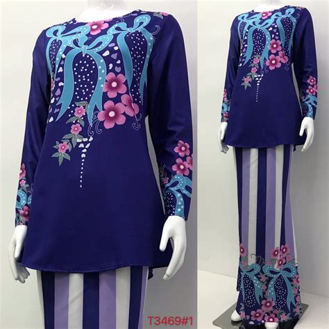 Naylaz Baju Kurung Floral Design Long Sleeve Lengan Panjang Material