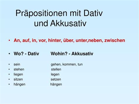 Praepositionen Mit Dativ Und Akkusativ