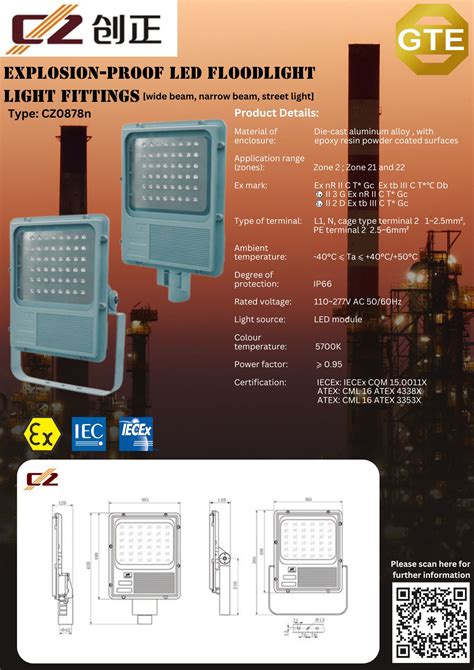 Cz Explosion Proof Led Floodlight Light Fittings Zone Gte