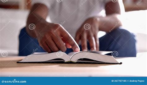 American African Prayer Man Studying Bible Book Stock Image Image Of