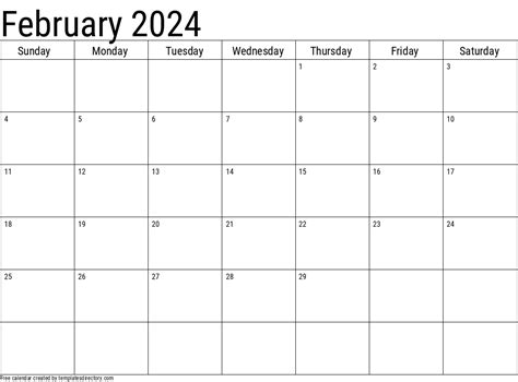 2024 February Calendar Template