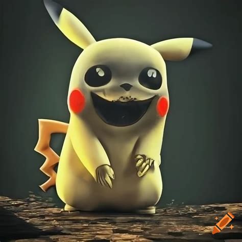 Playful Pikachu Artwork With Eerie Expression For Spooky Decor On Craiyon