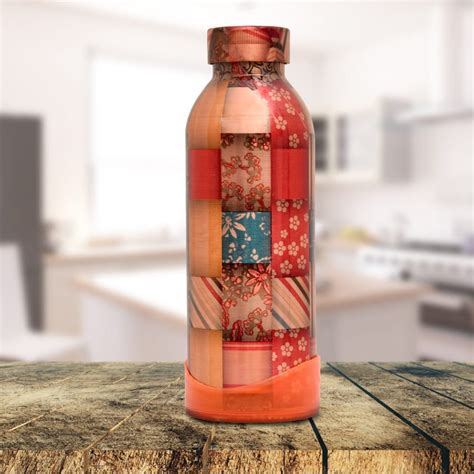 Brown Polished Pure Copper Printed Water Bottle Screw Cap At Rs 999