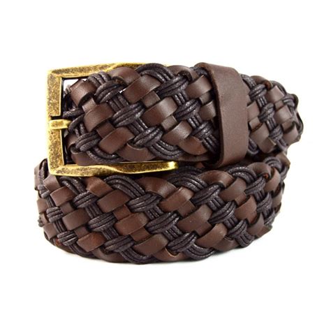 Buy Braided Mens Belt Without Holes Brown Leather