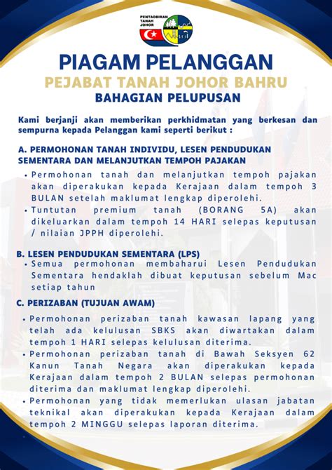 Piagam Pelanggan Pt Johor Bahru Pentadbiran Tanah Johor