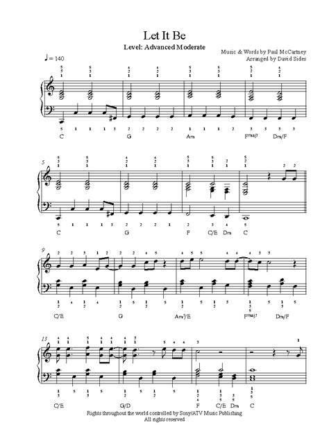 Let It Be By The Beatles Sheet Music Lesson Advanced Level Artofit