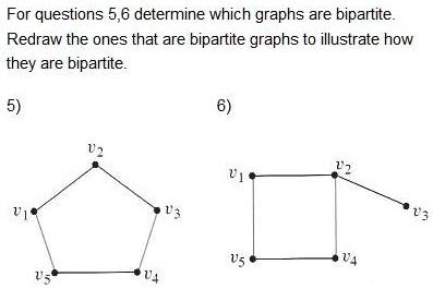 SOLVED For Questions 5 6 Determine Which Graphs Are Bipartite Redraw