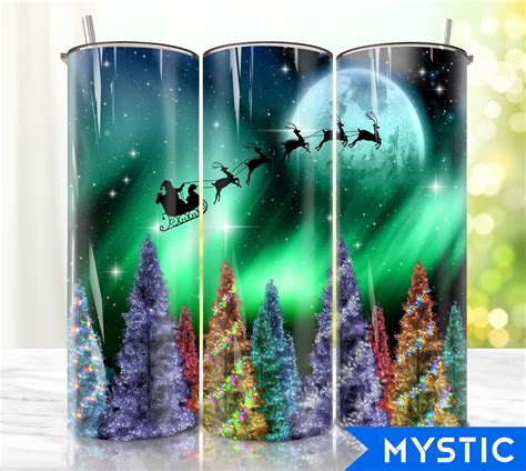 Northern Lights Santa 20oz Tumbler Png Christmas Tumbler 20oz Png