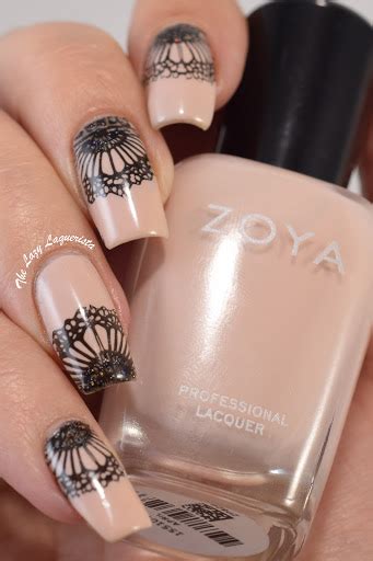 Manicure Manifesto Black And Nude Lace Nail Stamping
