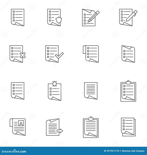 Paper Document Line Icons Set Outline Vector Symbol Collection Linear