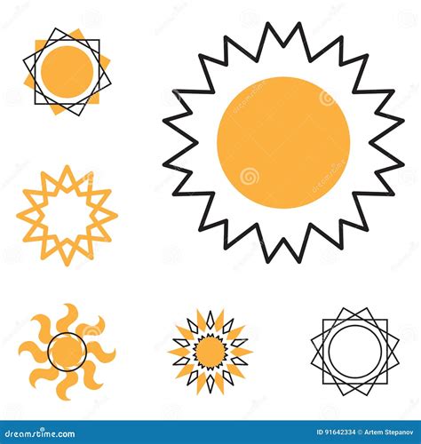 Set Of Vector Sun Icons Stock Vector Illustration Of Sunbeam 91642334