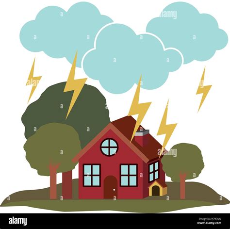 Storm Emergency Natural Disaster Design Over White Background Vector