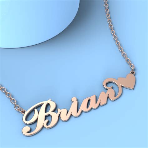 Brian name necklace with little heart 14k gold unique gifts – Name Necklace