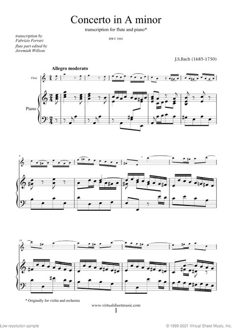 Bach Flute Concerto In A Minor Sheet Music Pdf