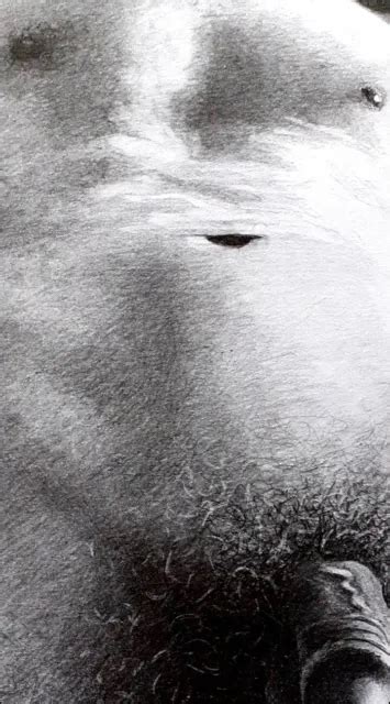 Original Art Pencil Drawing Male Nude Self Portrait Not A Print