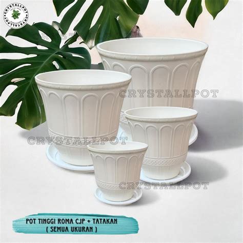 Jual Pot Bunga Tanaman Tinggi Cjp Roma Putih Bahan Tebal