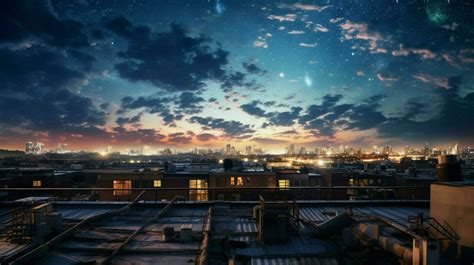 rooftop view of night sky with stars shining 30653644 Stock Photo at Vecteezy