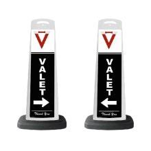 Valet White Vertical Panel White Arrow With Reflective Sign V