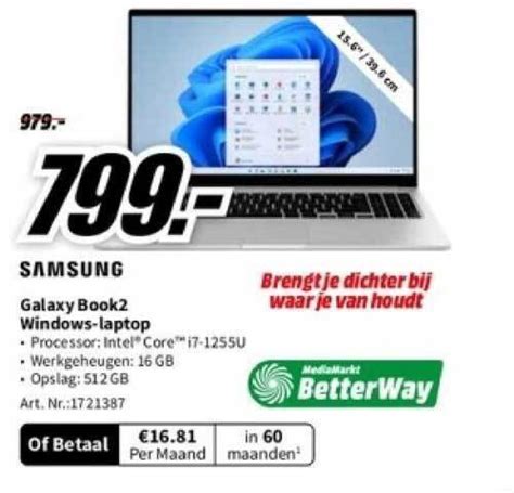 Samsung Galaxy Book2 Windows Laptop Aanbieding Bij Mediamarkt