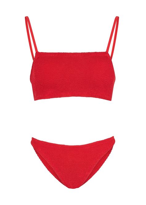 Hunza G Gigi Seersucker Bikini In Red Lyst