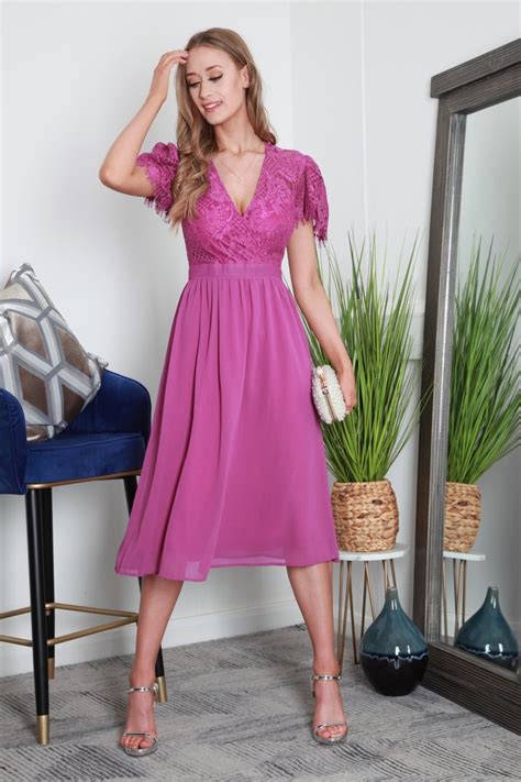 Lace Wrap Front Midi Dress Women From Yumi Uk