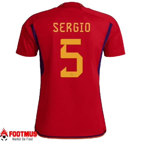 Solde Maillot Equipe Foot Espagne SERGIO 5 2022 2023 Domicile Pas Chere