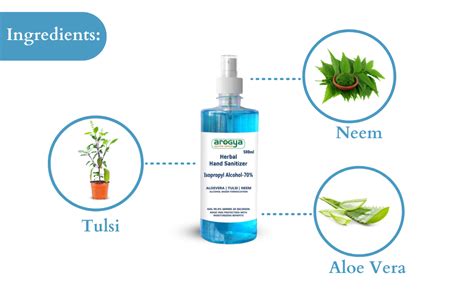 Arogya Herbal Alcohol Based Hand Sanitizer Gel Aloe Vera Tulsi And