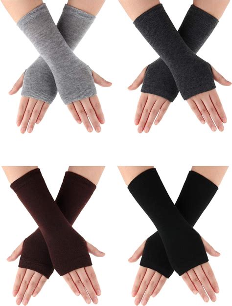 Satinior Pairs Fingerless Gloves Wrist Warmers Gloves With Finger