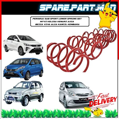 Perodua Gab Sport Lower Spring Set Myvi Kelisa Kenari Axia Bezza Viva