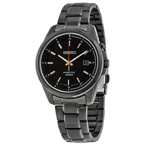 Seiko Kinetic Black Dial Black Black Ion Plated Mens Watch Ska681 Kinetic Seiko Watches