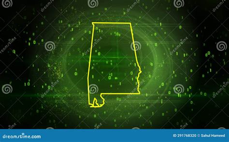 Alabama State (USA) Map on Digital Background Stock Illustration ...