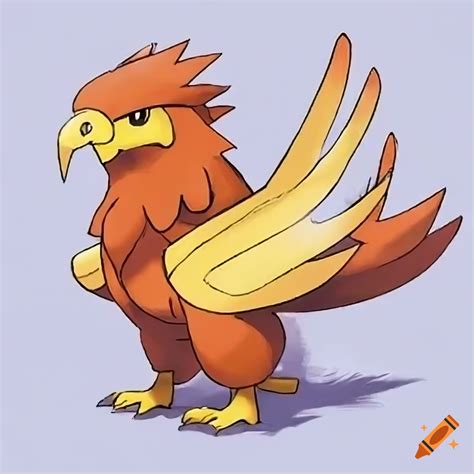 An Orange And Gold Griffon Resembling A Fighting Type Pok Mon Ken