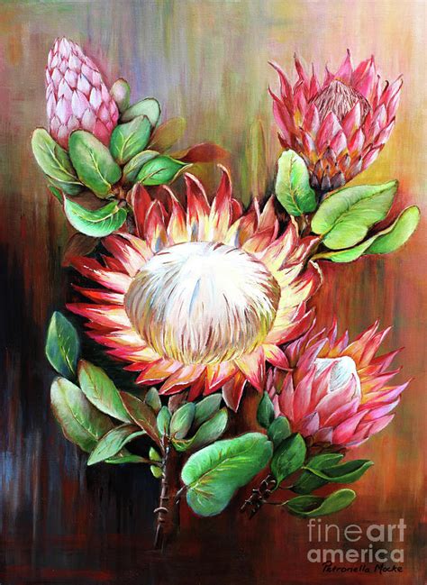 King Protea Painting By Petronella Mocke Fine Art America