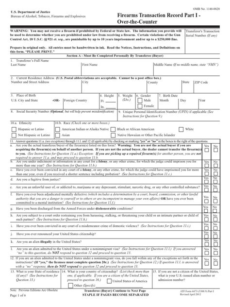 Atf Form 4473 National Instant Criminal Background Check System Identity Document