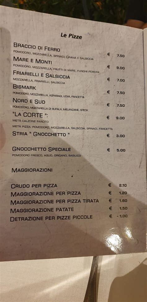 Menu Da Ristorante La Corte Reggio Emilia Via Massimo Samoggia