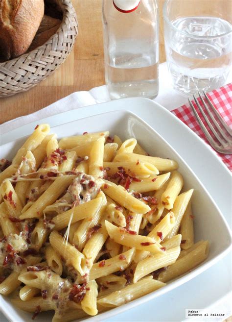 Penne Rigate Con Mozzarella Y Jam N Receta De Cocina F Cil Sencilla Y