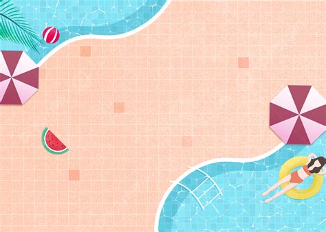 Summer Swimming Pool Cartoon Grid Background, Desktop Wallpaper, Summer ...