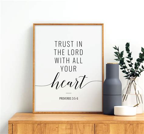 Trust In The Lord With All Your Heart Printable Art Proverbs Etsy