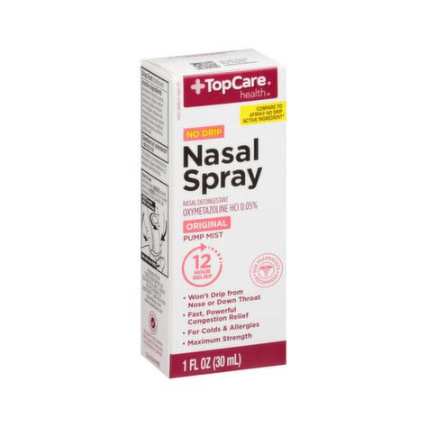 Topcare Nasal Decongestant Oxymetazoline Hcl 0 05 No Drip Nasal Spray Original Brookshire S