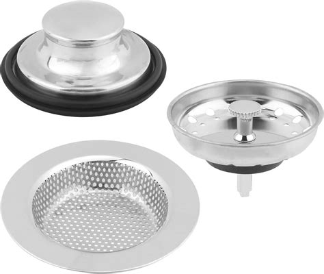 3 Pcs Kitchen Sink Stopper Strainer 3 In 1 Stainless Steel Kitchen Sink Basket Strainer Anti