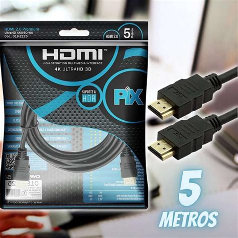 Cabo Hdmi K Hdr P M Pix Gold Metros Preto Aqui Tem Pechincha