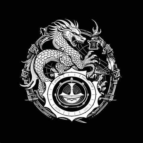 Premium Vector | Dragon black and white logo image