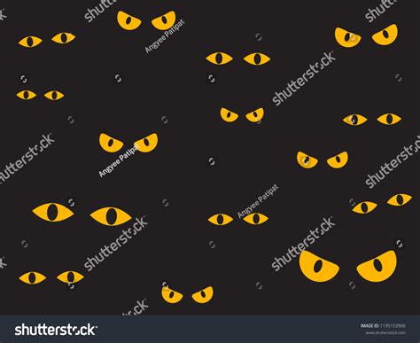 Vector Illustration Spooky Eyes Dark Background Stock Vector (Royalty Free) 1195153906 ...