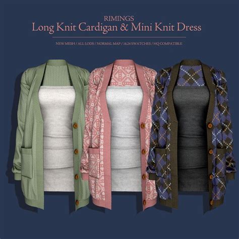 Rimings Long Knit Cardigan Mini Knit Dress Rimings Sims