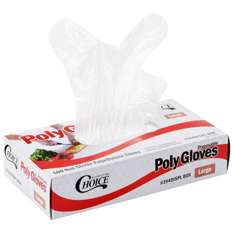 Choice Disposable Poly Gloves Large For Food Service 500 Box